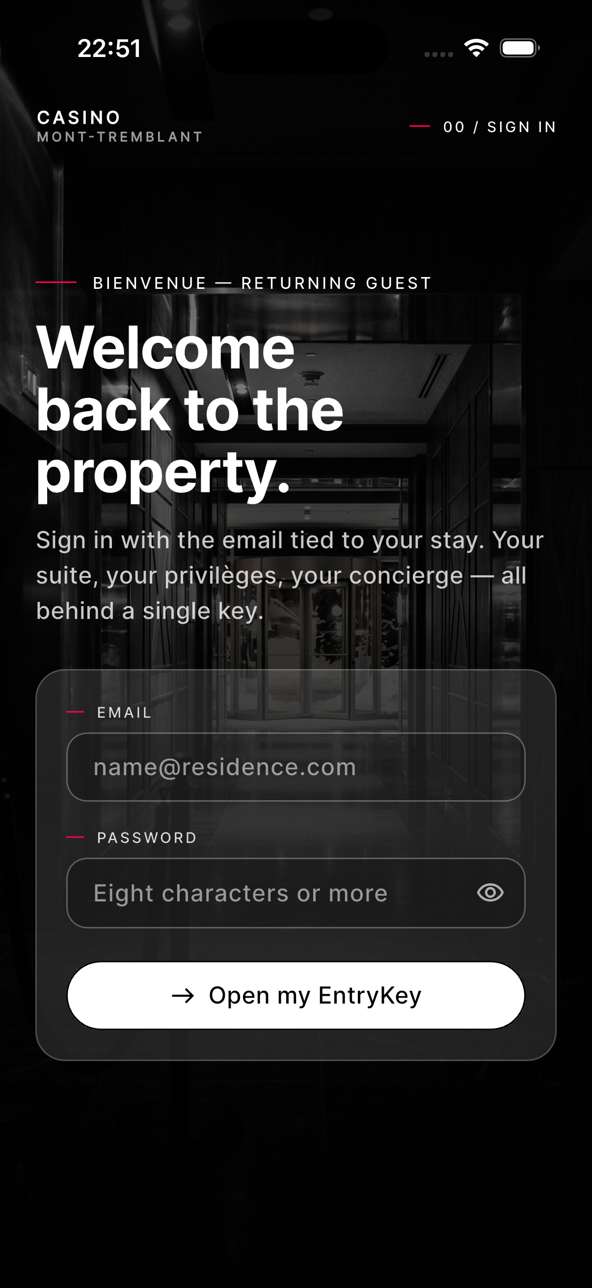 EntryKey app screen