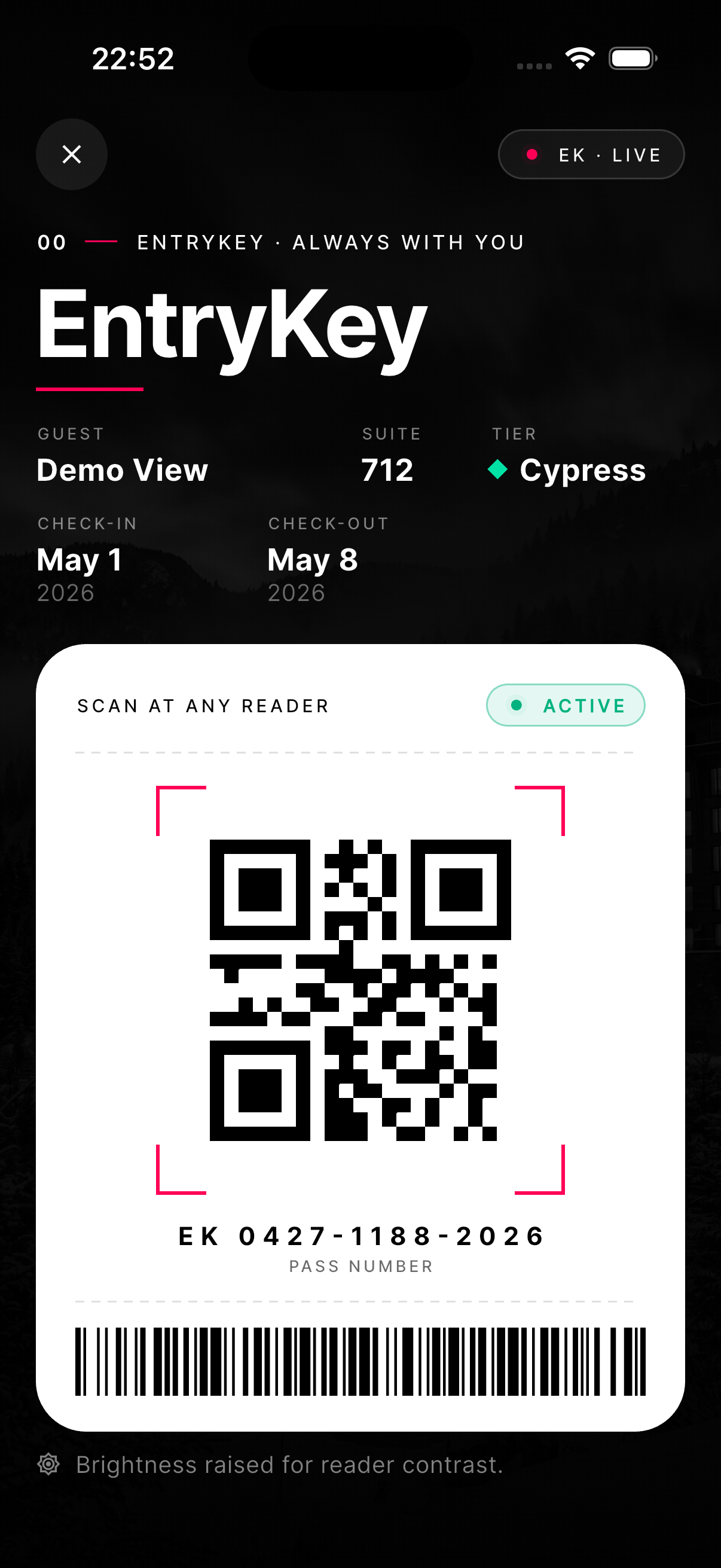 EntryKey app screen
