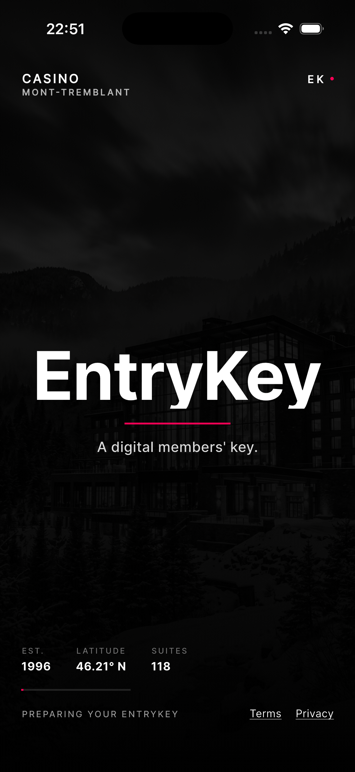 EntryKey digital pass screen